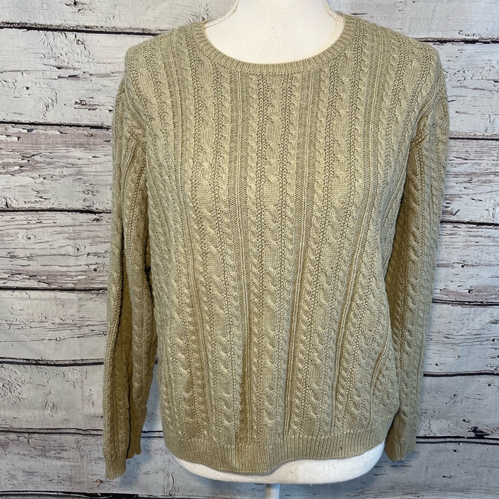 WAINSCOTT Crewneck Cable knit Cotton Sweater Tan-Medium